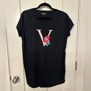 Victoria's Secret Black Sleepshirt with Pink Floral V
